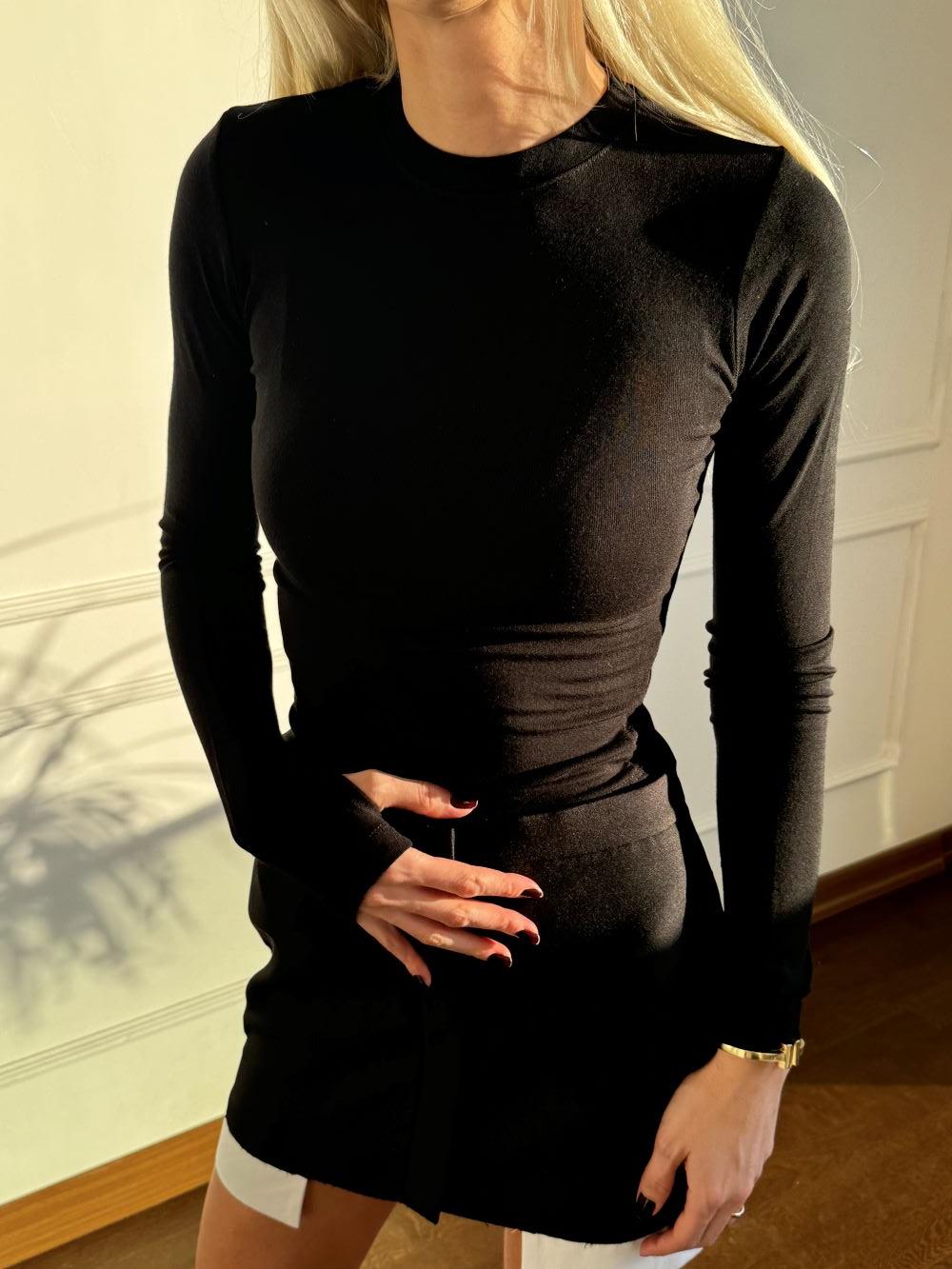 Parmak Geçirmeli Bluz Soft Touch Siyah