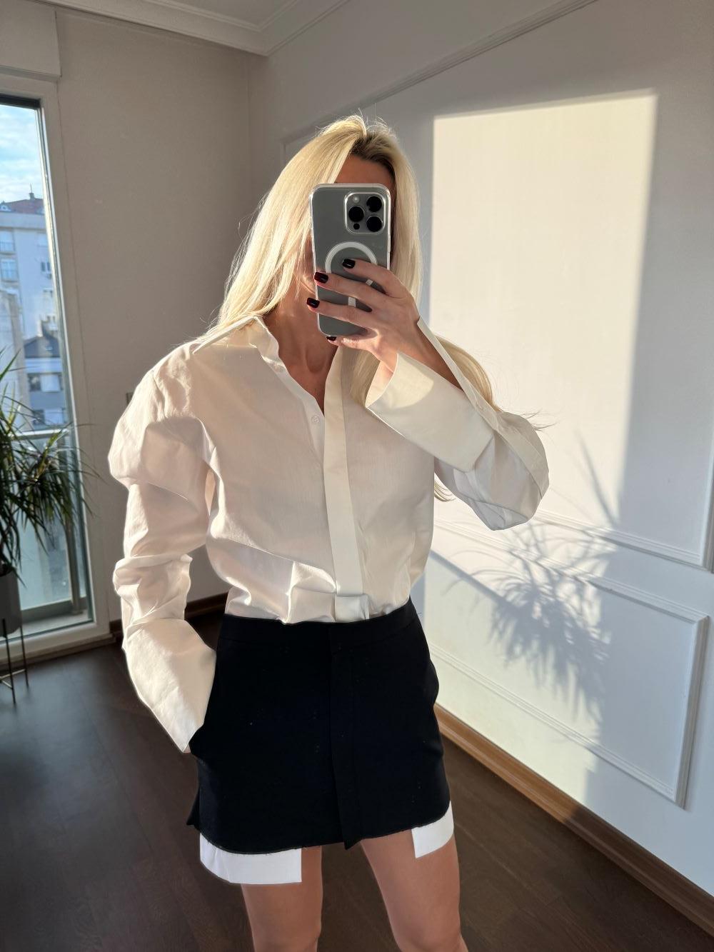 Premium Duble Manşetli Beyaz Gömlek