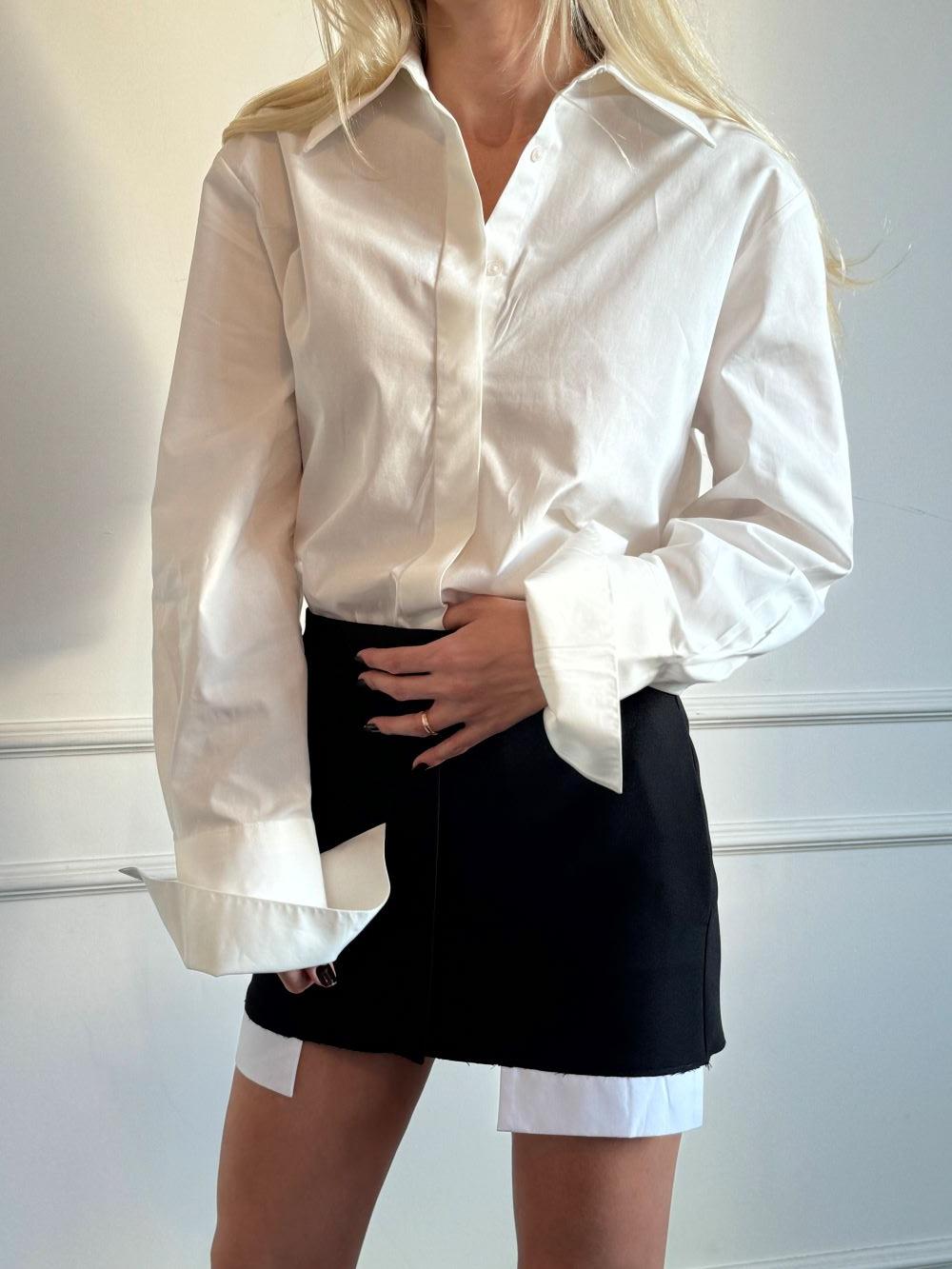 Premium Duble Manşetli Beyaz Gömlek