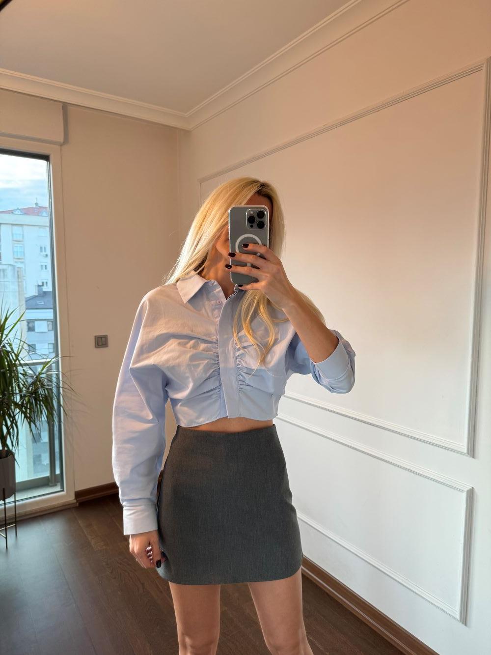 Premium Crop  Mavi Gömlek