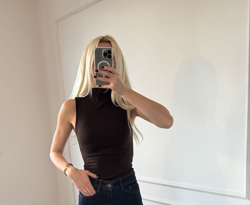 Sıfır Kol Bluz Kahverengi