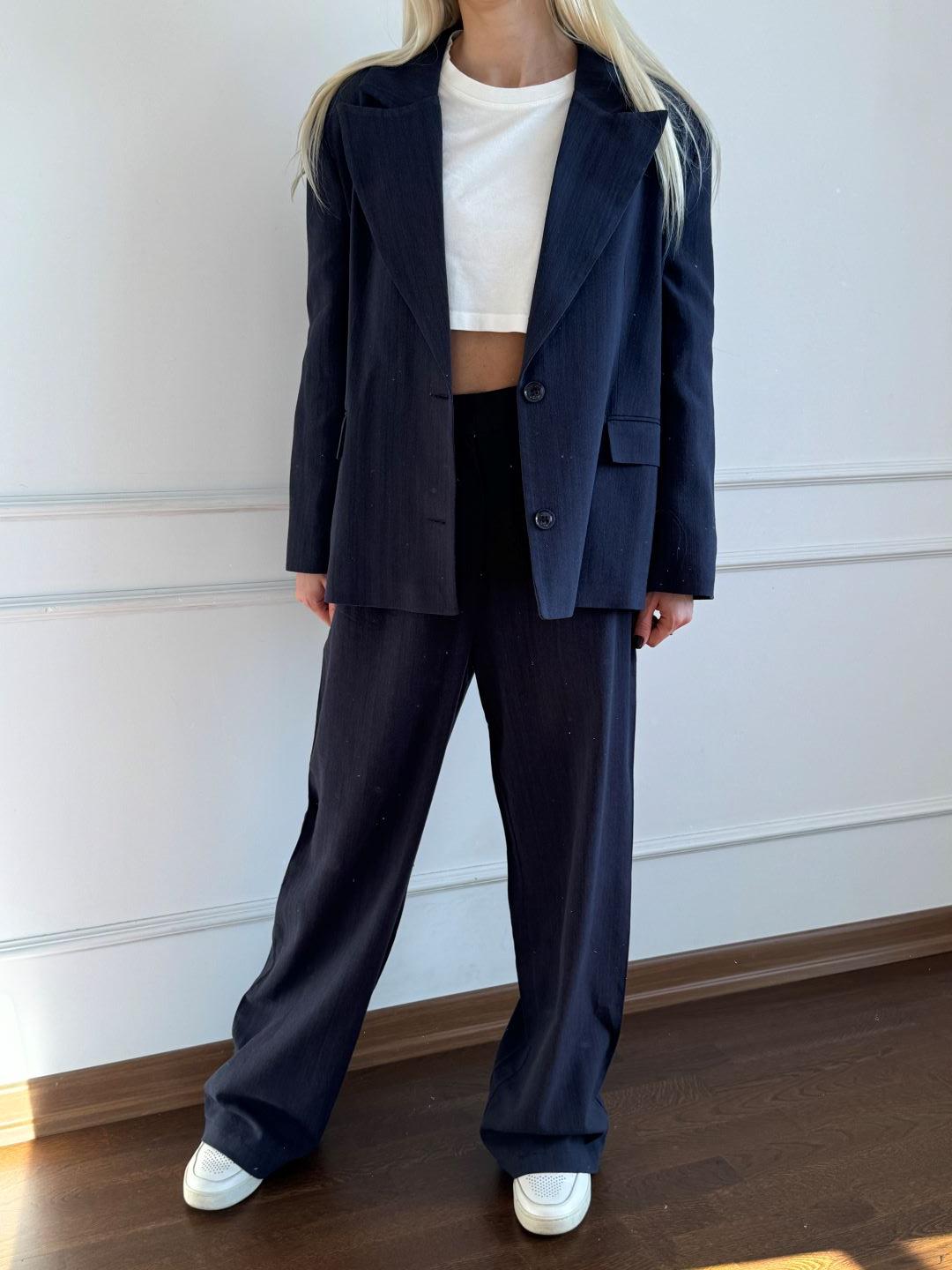 Lacivert Oversize Takım Ceket Pantolon