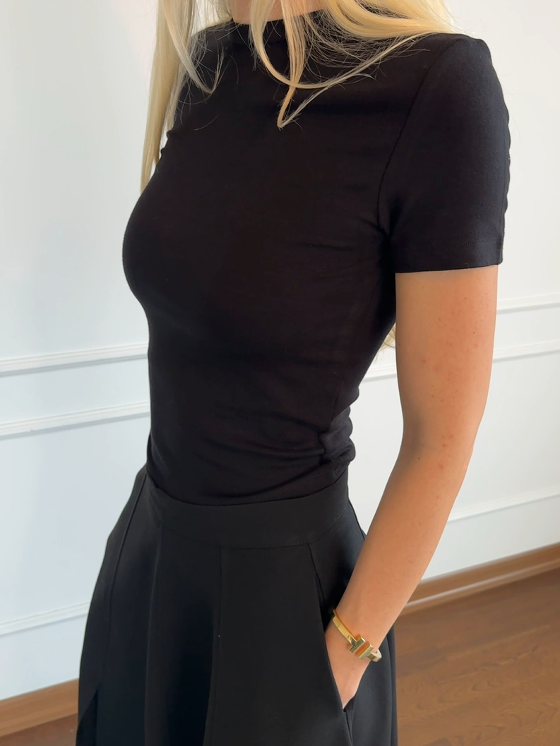 Siyah Soft Touch Kısa Kollu Body