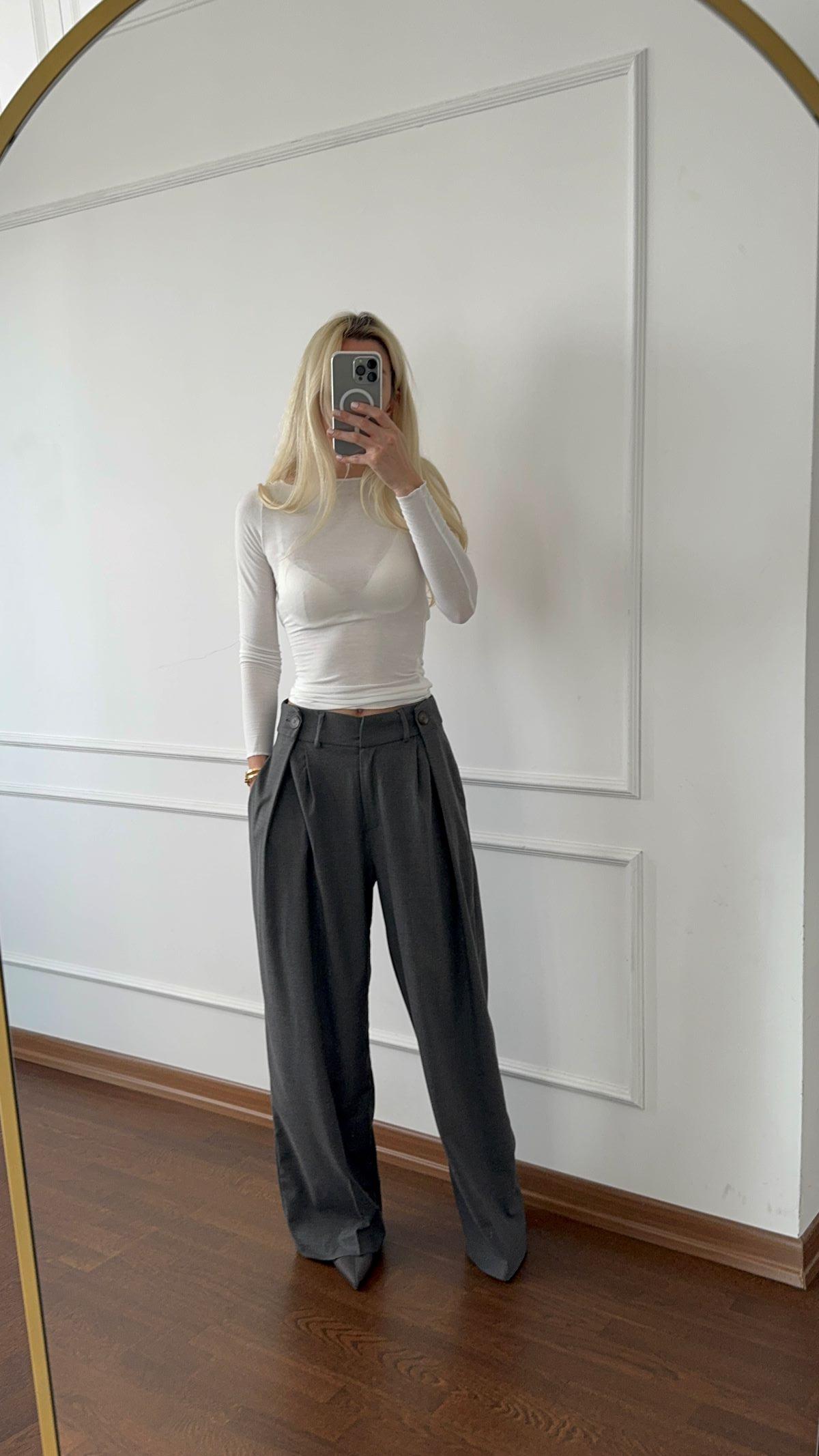 Antrasit Palazzo Pantolon