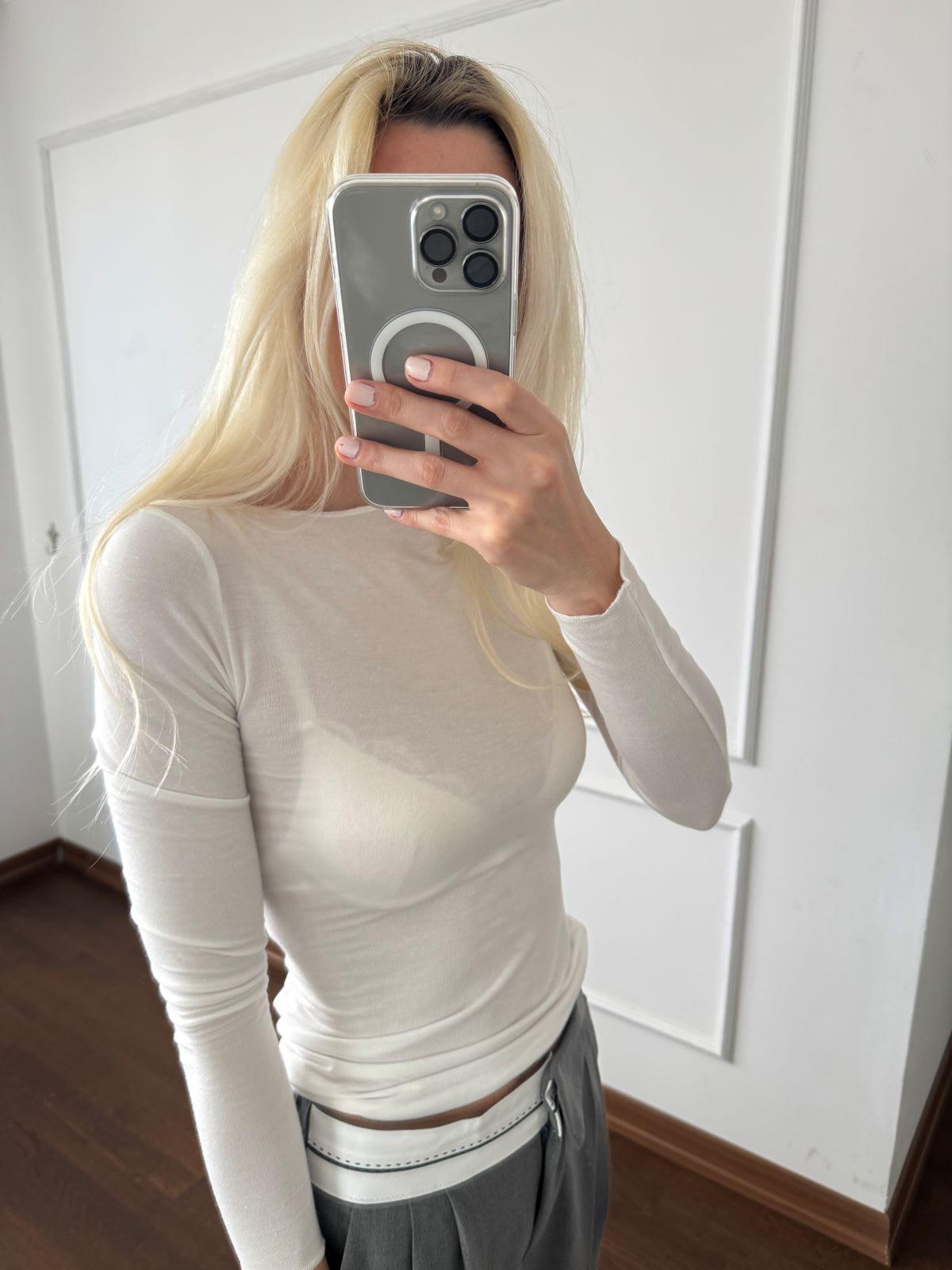 Beyaz Transparan Yumuşak Dokulu Bluz