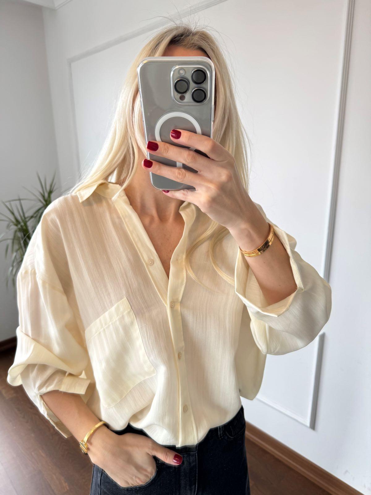 Sarı Transparan Oversize Gömlek