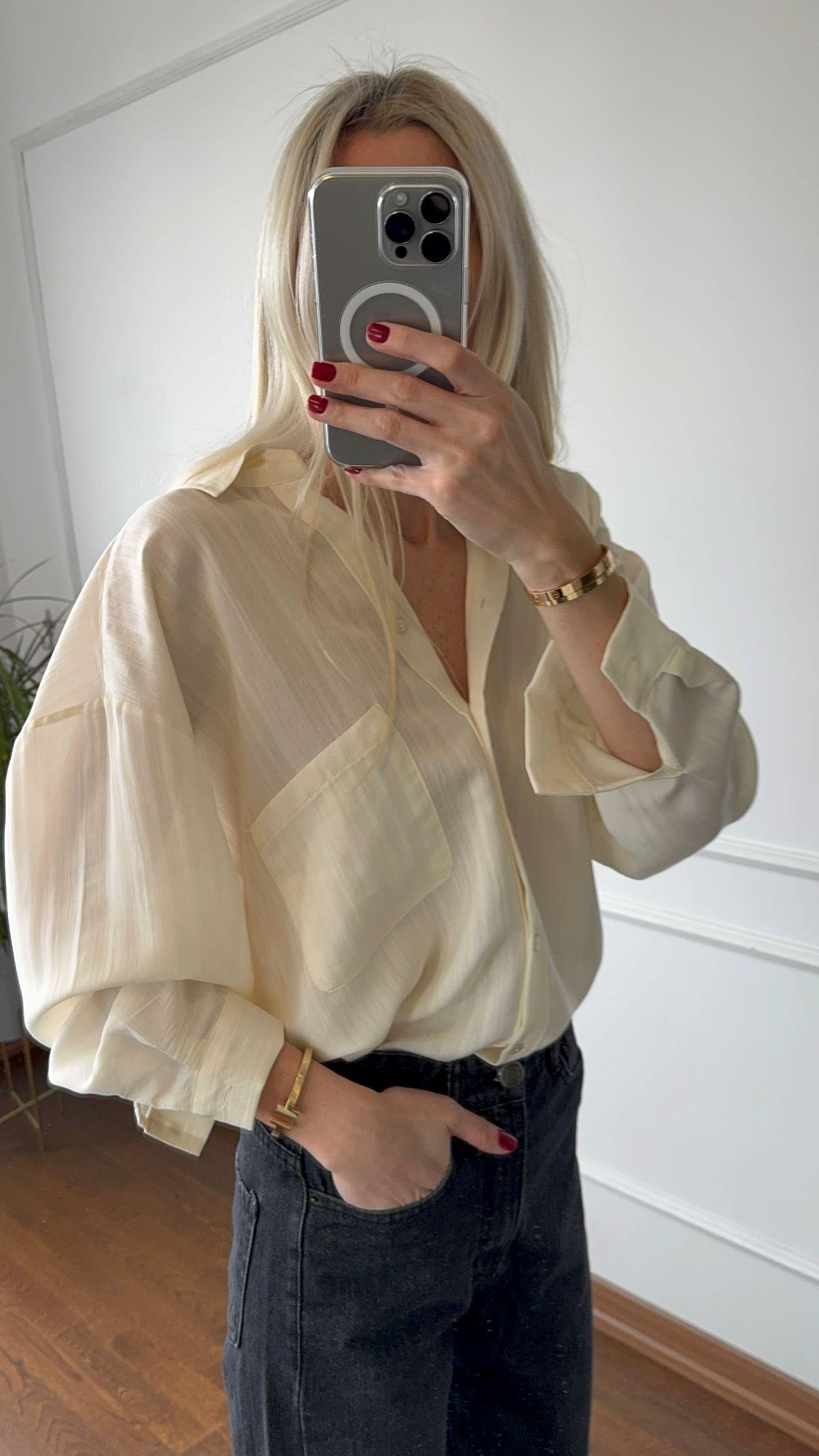 Sarı Transparan Oversize Gömlek