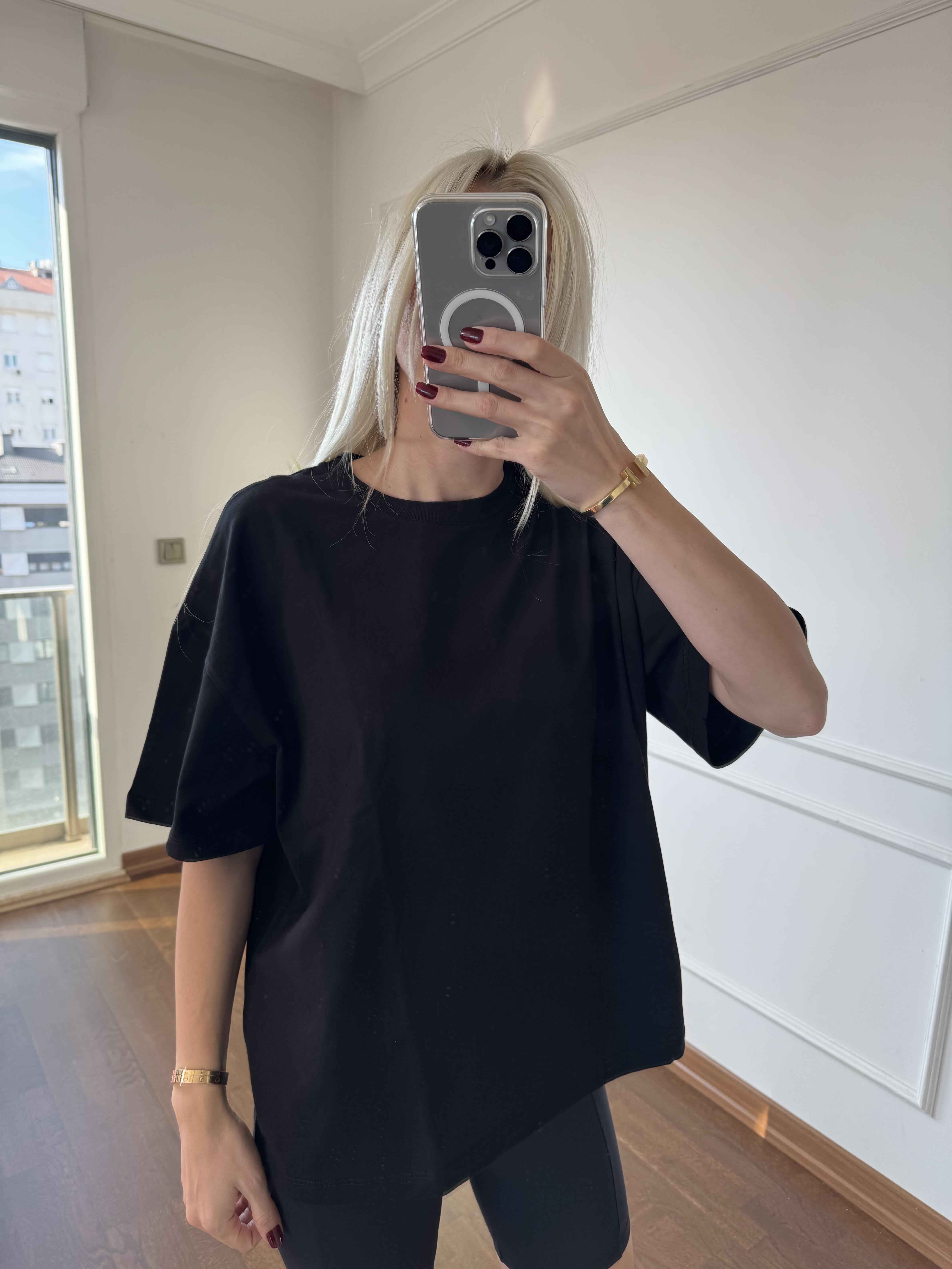 Oversize Basic Siyah Tshirt