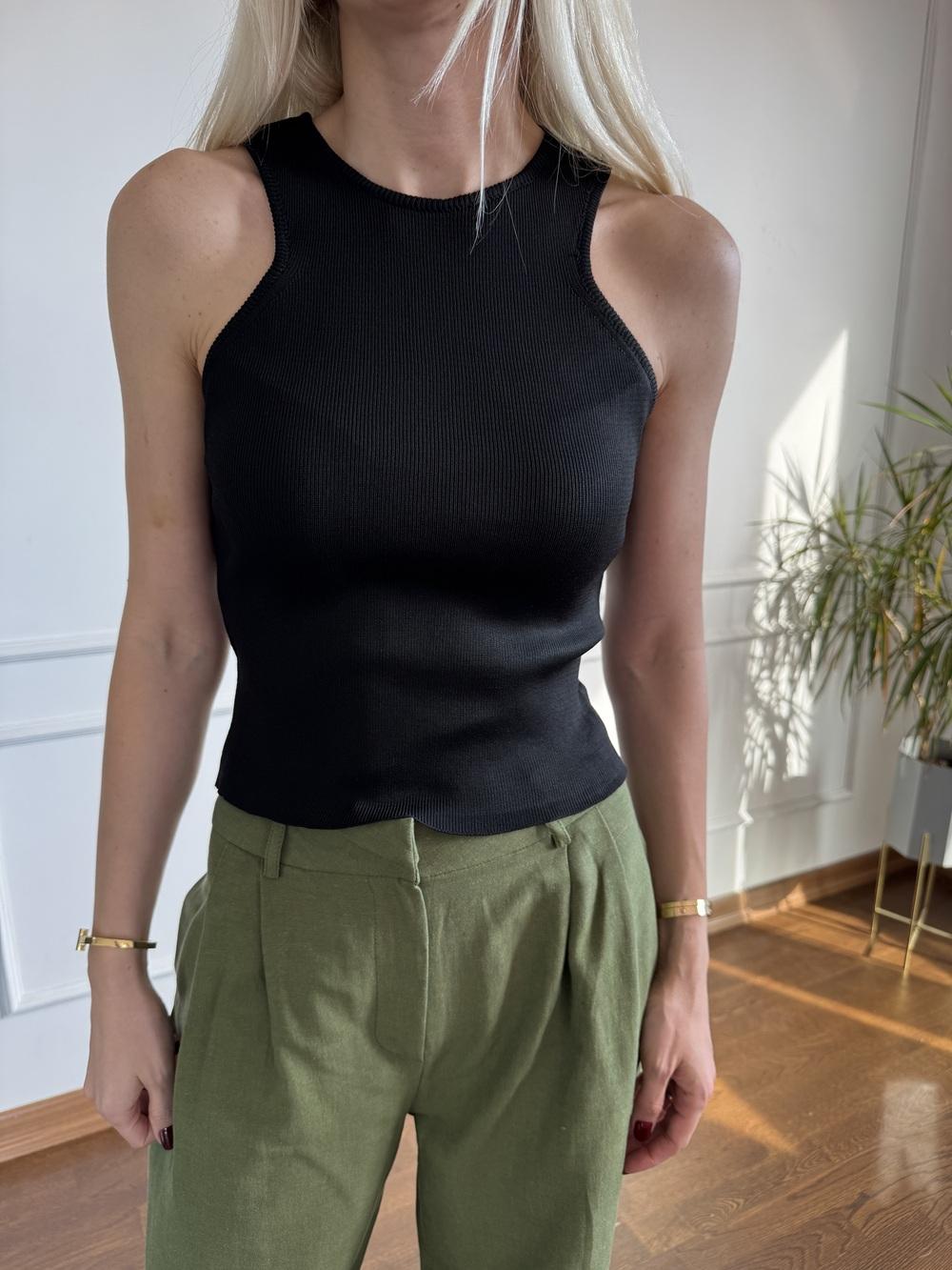 Triko Siyah Bluz Sıfır Kol