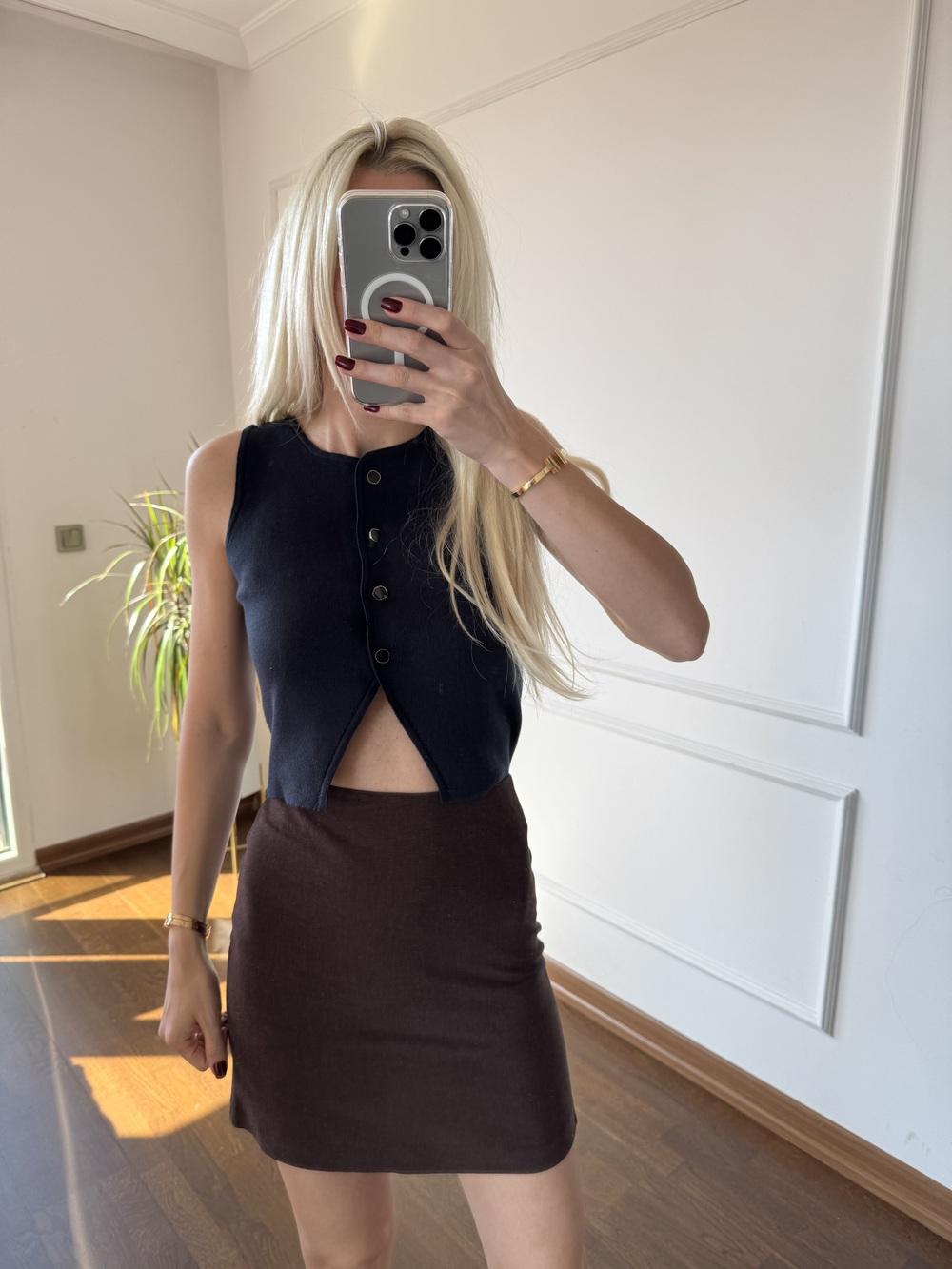 Triko Lacivert Kolsuz Yelek