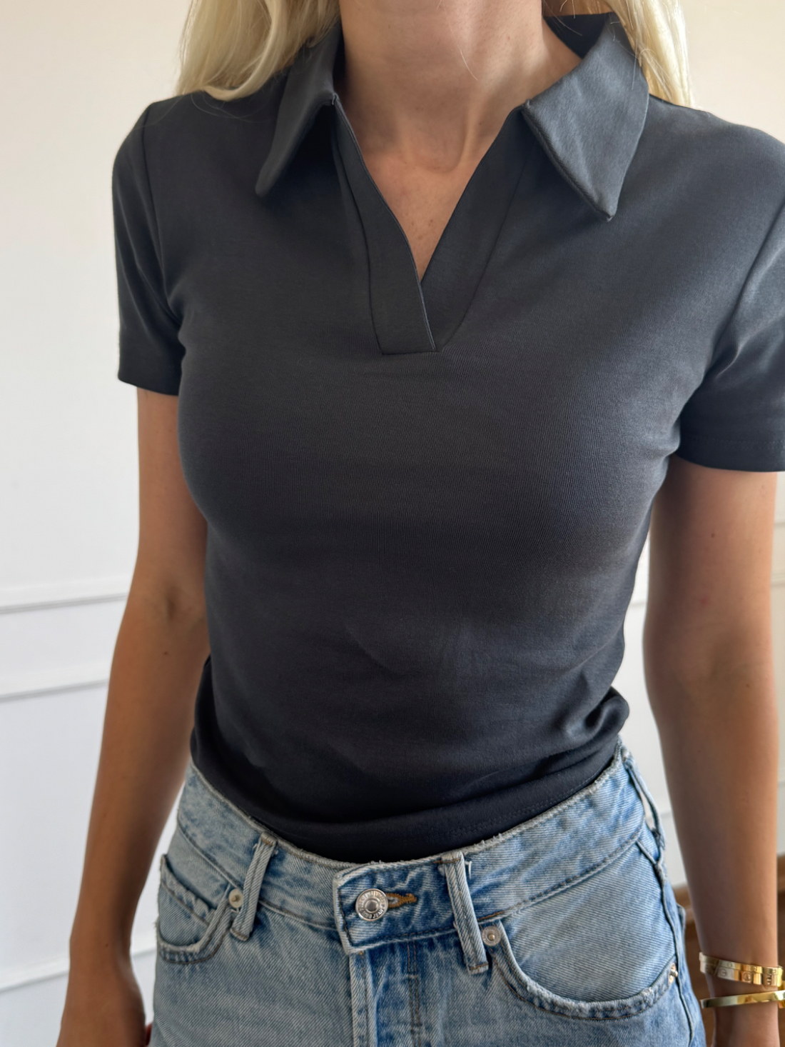 Polo Yaka Antrasit Tshirt