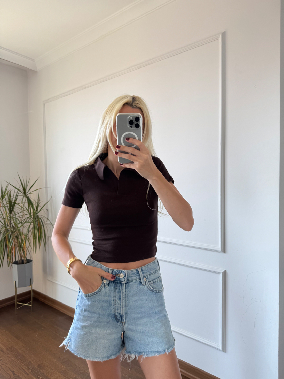 Polo Yaka Acı Kahve Tshirt