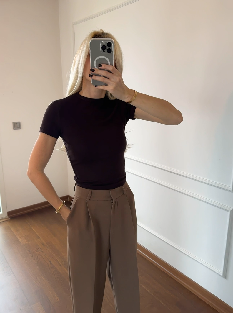 Sütlü Kahve Bol Paça Pantolon