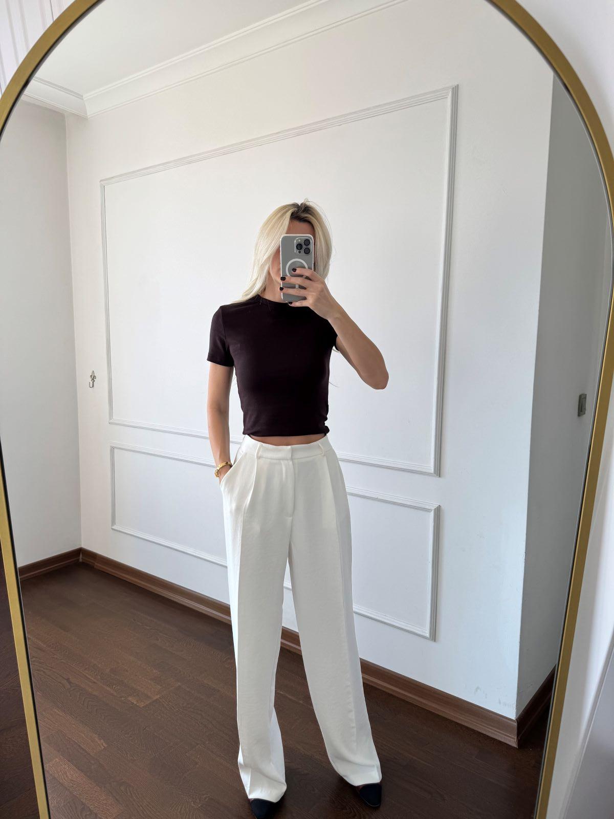 Beyaz Bol Paça Pantolon