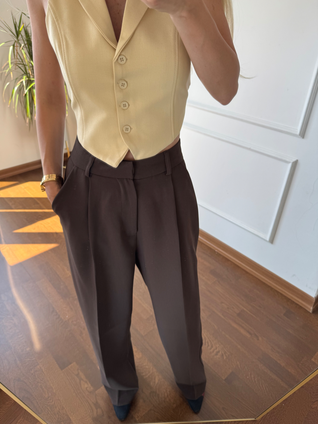 Acı Kahve Bol Paça Pantolon