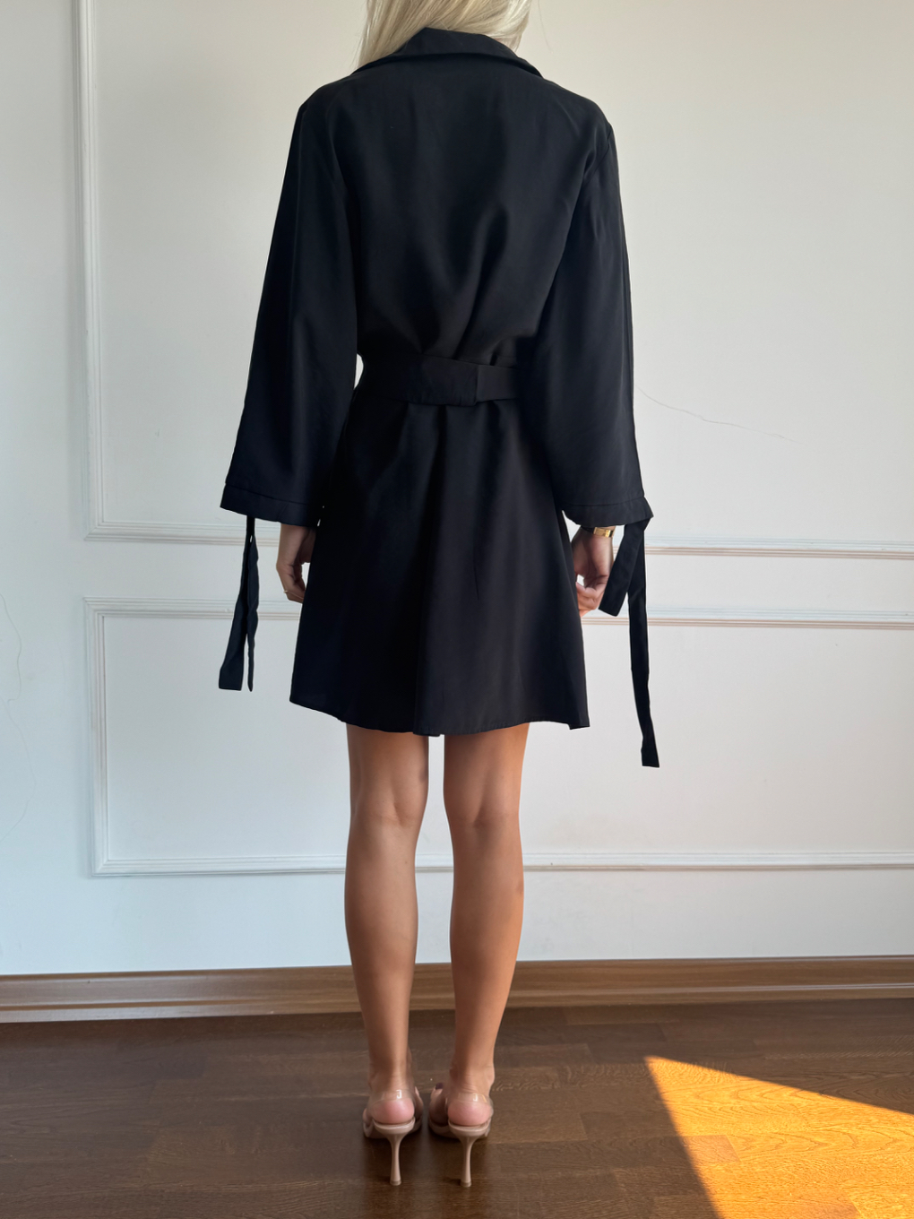 Kruvaze Kuşaklı Modal Elbise Siyah