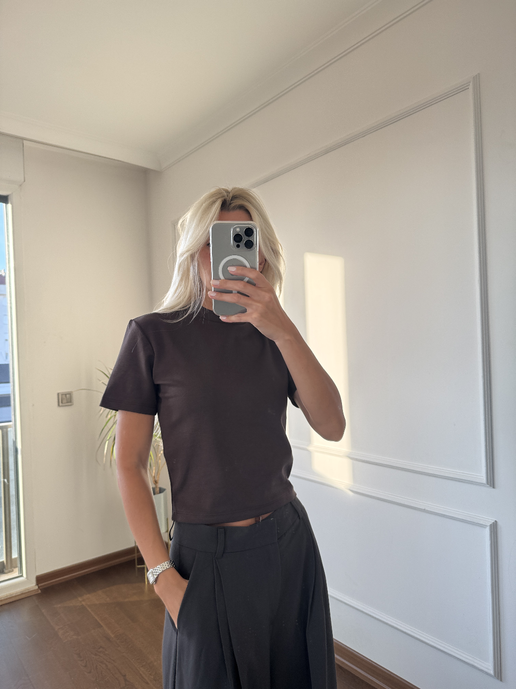 Kahverengi Kısa Kollu Tshirt