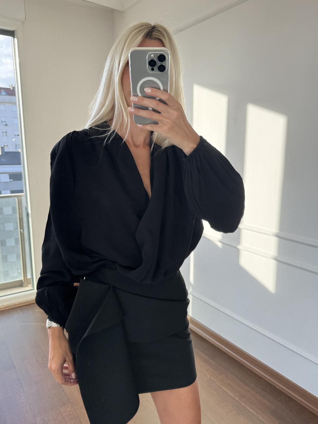 Drape Detaylı Etek Siyah