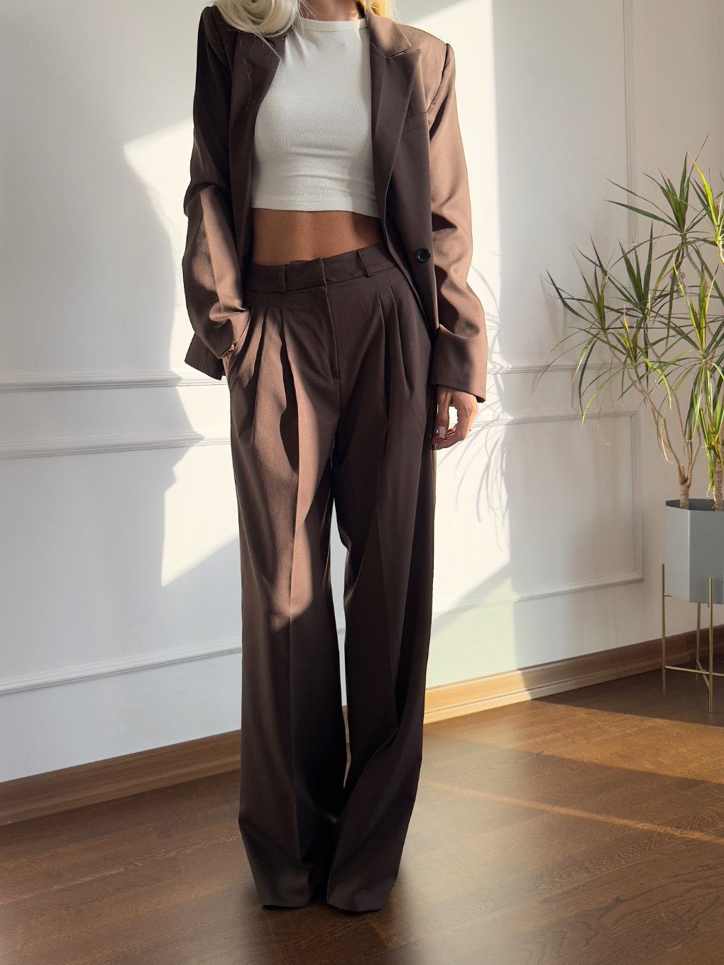 Kahverengi Ceket Pantolon Takım