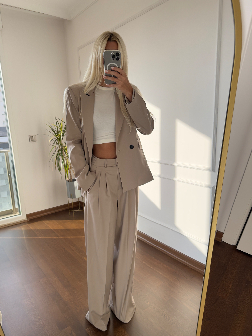 Bej Ceket Pantolon Takım