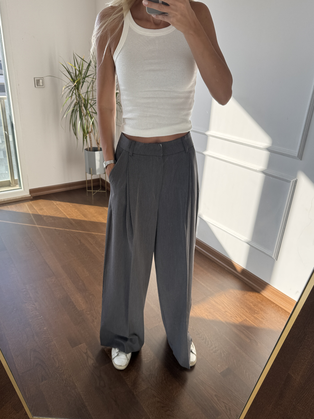 Pileli Antrasit Palazzo Pantolon