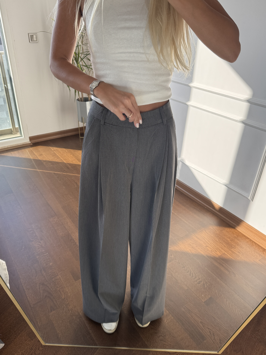 Pileli Antrasit Palazzo Pantolon