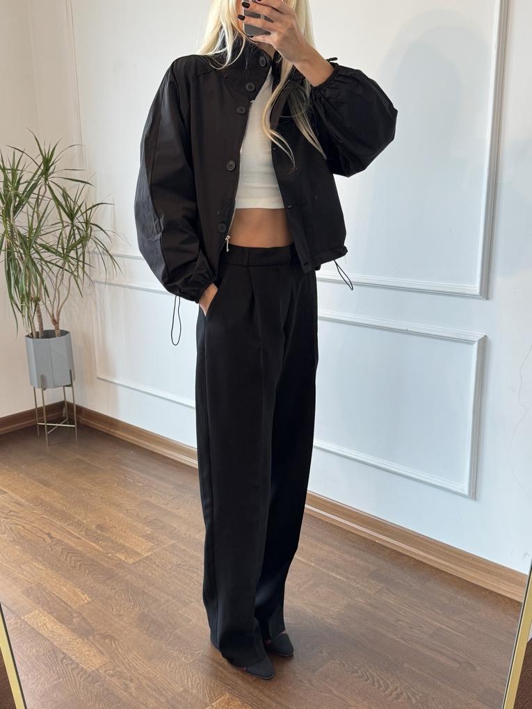 Siyah Bol Paça Pantolon