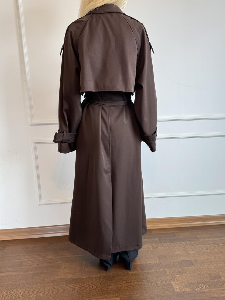 Premium Trençkot Koyu Kahve