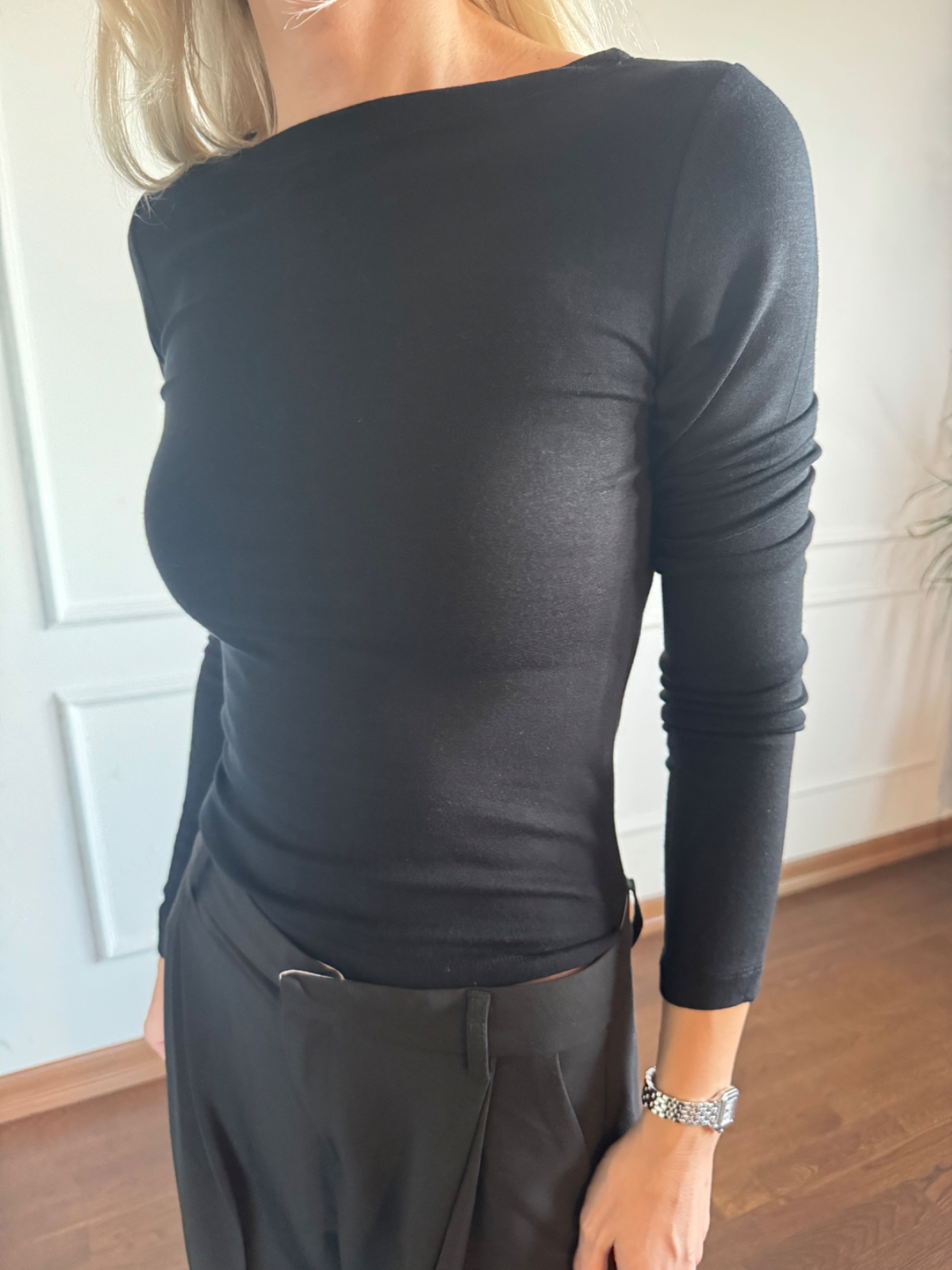 Uzun Kollu Siyah Body Koton