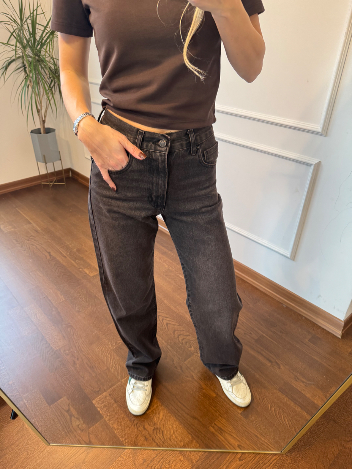 Koyu Kahve Loose Fit Jean