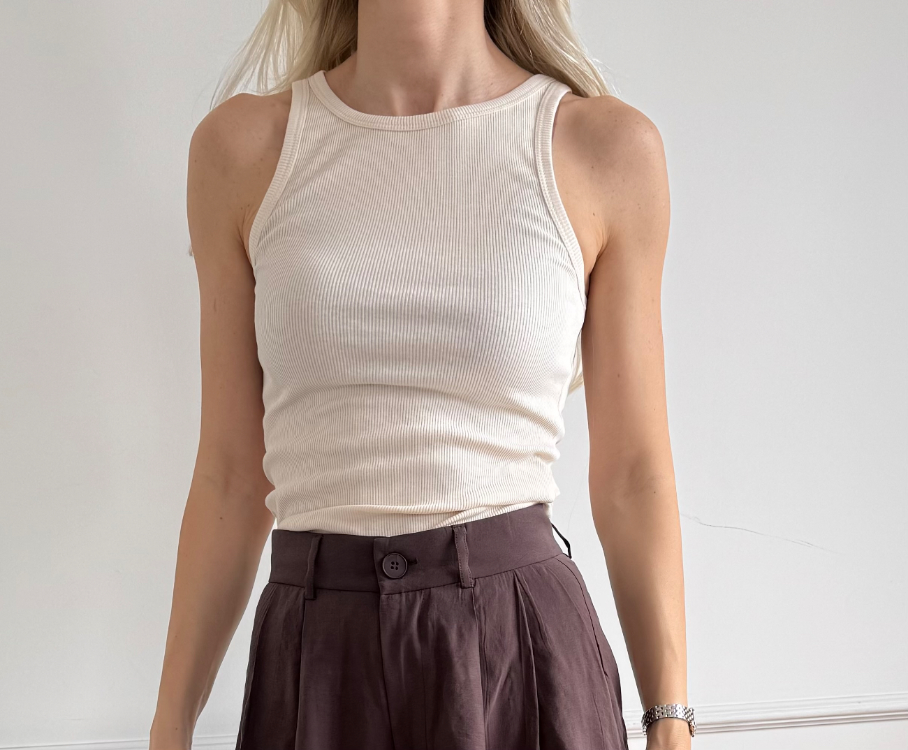 Askılı Krem Fitilli Body