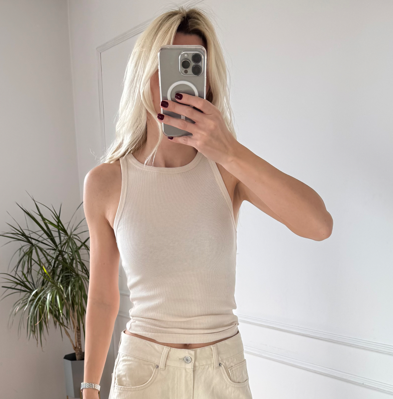 Askılı Krem Fitilli Body